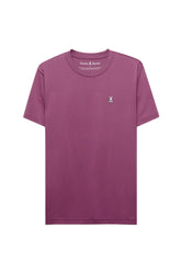 Front view of men's mauve purple short sleeve crewneck T-Shirt with small chest bunny logo by Psycho Bunny