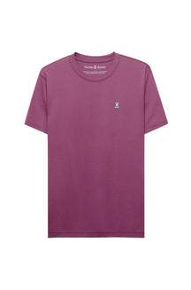Front view of men's mauve purple short sleeve crewneck T-Shirt with small chest bunny logo by Psycho Bunny