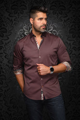 Long sleeve shirt for men by Au Noir | BANGALORE Cabernet Tobacco | Menshirt, complete inventory of the Au Noir brand