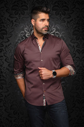 Long sleeve shirt for men by Au Noir | BANGALORE Cabernet Tobacco | Menshirt, complete inventory of the Au Noir brand