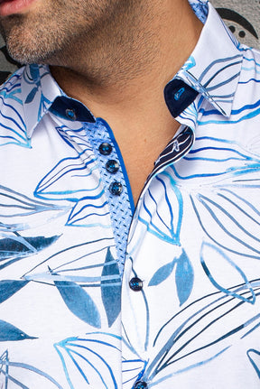 Chemise manches courtes en Knit extensible pour homme par Au Noir | BENJE (SS) Bleu Pâle | Machemise.ca, inventaire complet de la marque Au Noir