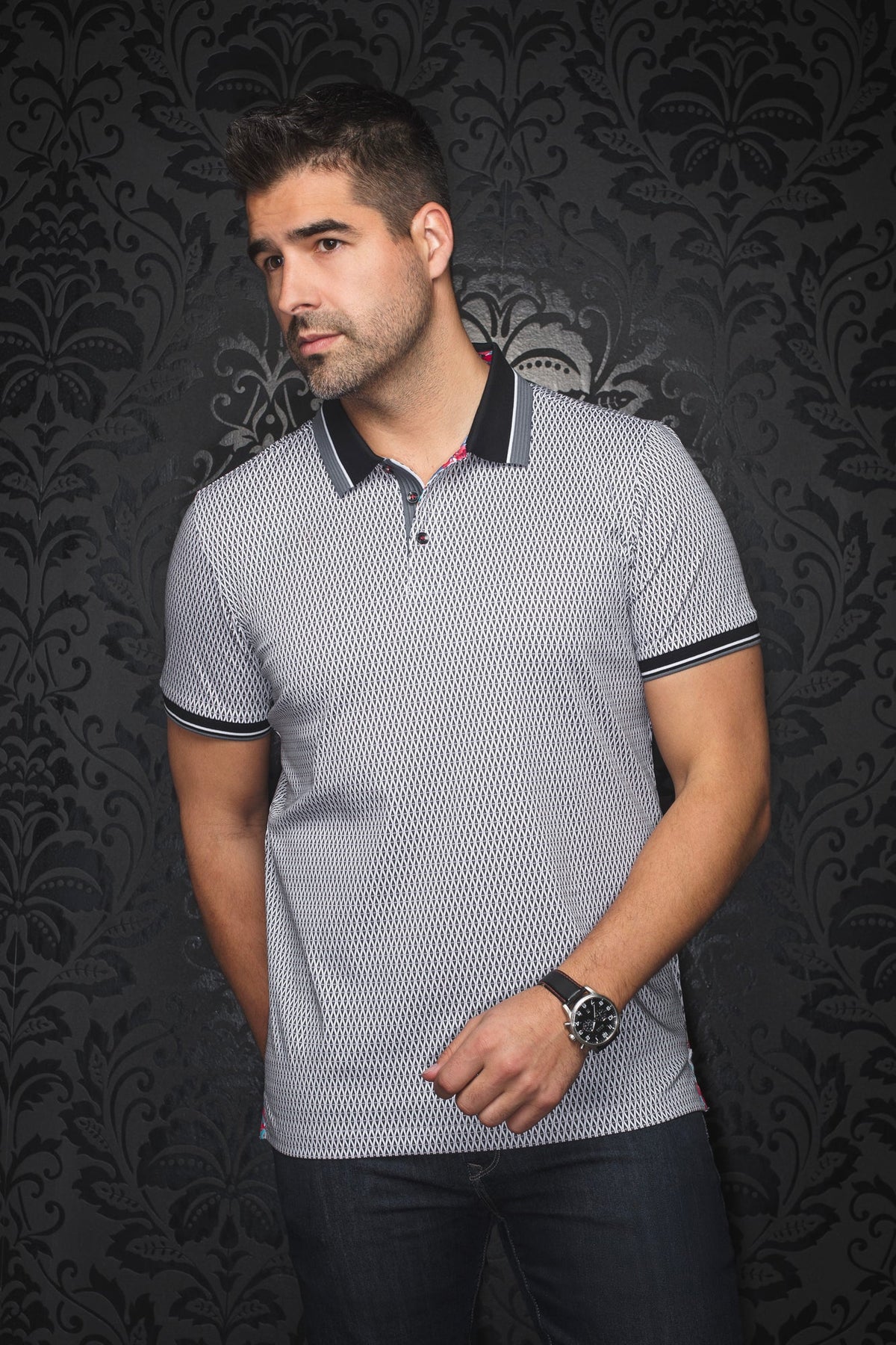 Polo pour homme par Au Noir | BENZ Blanc Noir | Machemise.ca, inventaire complet de la marque Au Noir