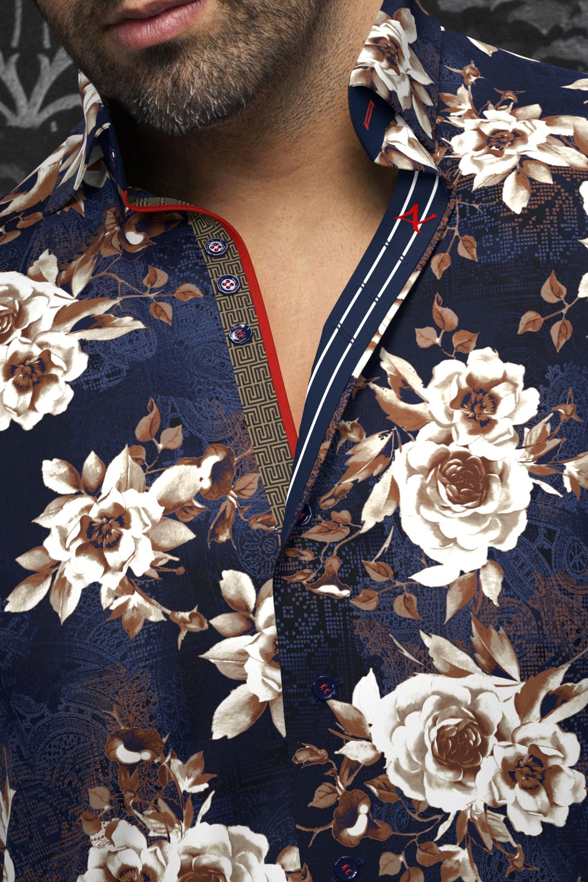 Knit short sleeve shirt for men by Au Noir | BERA(SS) Navy Tobacco | Menshirt.com, complete inventory of the Au Noir brand