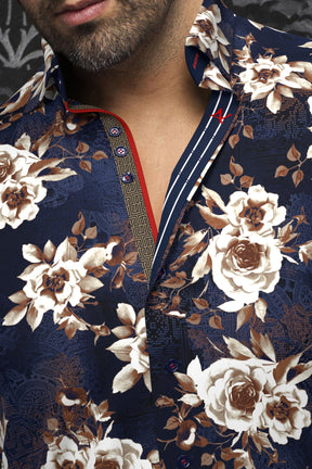 Knit short sleeve shirt for men by Au Noir | BERA(SS) Navy Tobacco | Menshirt.com, complete inventory of the Au Noir brand