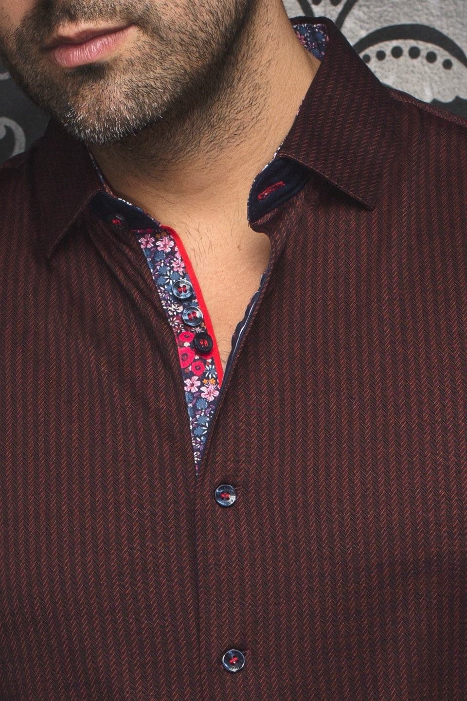 Knit long sleeve shirt for men by Au Noir | BERNADO Rust | Menshirt, complete inventory of the Au Noir brand