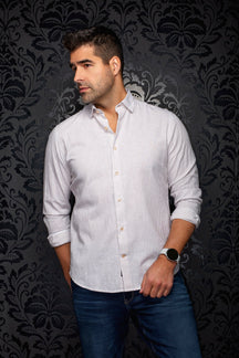 Chemise manches longues en lin pour homme par Au Noir | BERNAL Beige | Machemise.ca, inventaire complet de la marque Au Noir