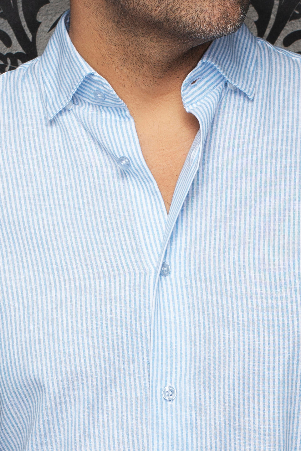 Chemise manches longues en lin pour homme par Au Noir | BERNAL Bleu | Machemise.ca, inventaire complet de la marque Au Noir