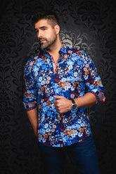 Knit long sleeve shirt for men by Au Noir | BITTERSWEET Navy | Menshirt, complete inventory of the Au Noir brand