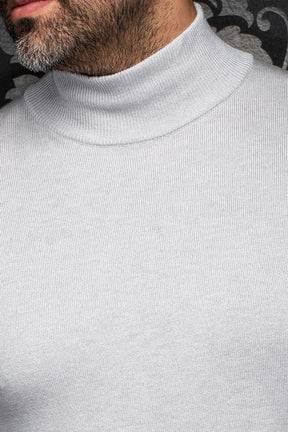 Au Noir men's light gray merino sweater, detail view