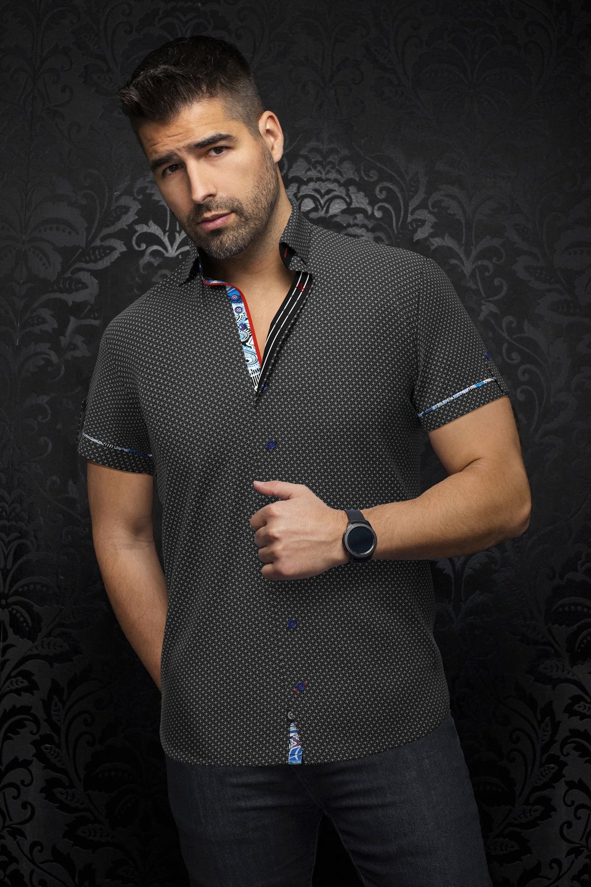 Short sleeve shirt for men by Au Noir | BOTERO(SS) Black | Menshirt.com, complete inventory of the Au Noir brand