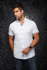 Chemise manches courtes en Knit extensible pour homme par Au Noir | BRAHEA (SS) Blanc | Machemise.ca, inventaire complet de la marque Au Noir