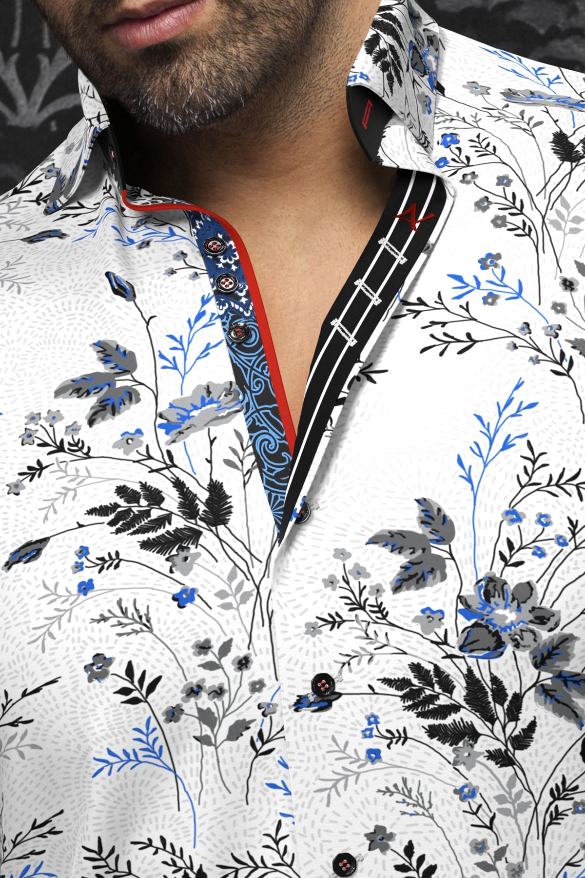 Knit long sleeve shirt for men by Au Noir | BRENNER White Royal | Menshirt, complete inventory of the Au Noir brand