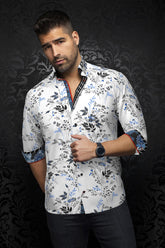Knit long sleeve shirt for men by Au Noir | BRENNER White Royal | Menshirt, complete inventory of the Au Noir brand