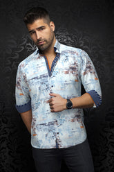 Long sleeve shirt for men by Au Noir | BRICE Light Blue | Menshirt, complete inventory of the Au Noir brand