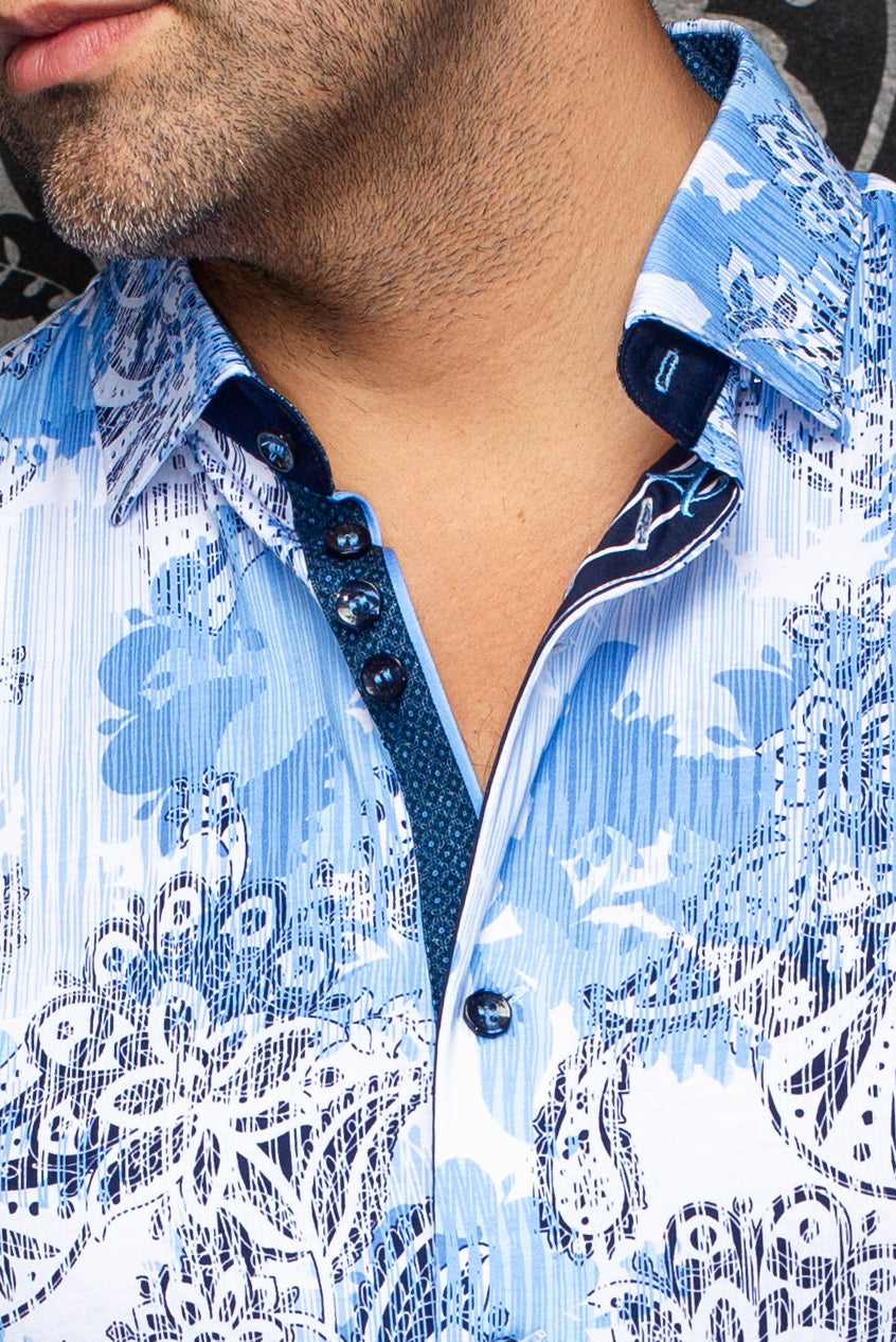 Chemise manches courtes en Knit extensible pour homme par Au Noir | CAYO (SS) Bleu Pâle | Machemise.ca, inventaire complet de la marque Au Noir