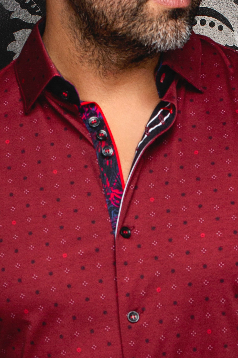 Knit long sleeve shirt for men by Au Noir | CLYDE Bordeaux | Menshirt, complete inventory of the Au Noir brand
