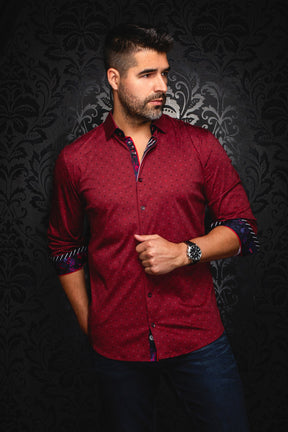 Knit long sleeve shirt for men by Au Noir | CLYDE Bordeaux | Menshirt, complete inventory of the Au Noir brand