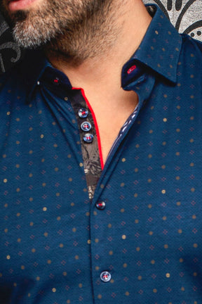 Knit long sleeve shirt for men by Au Noir | CLYDE Navy Tobacco | Menshirt, complete inventory of the Au Noir brand