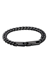 Men's isolated black chain bracelet with curb links and engraved Au Noir plates