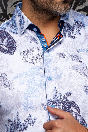 Chemise manches longues en Knit extensible pour homme par Au Noir | DAWNSTONE Bleu | Machemise.ca, inventaire complet de la marque Au Noir