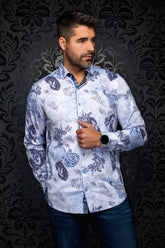 Chemise manches longues en Knit extensible pour homme par Au Noir | DAWNSTONE Bleu | Machemise.ca, inventaire complet de la marque Au Noir