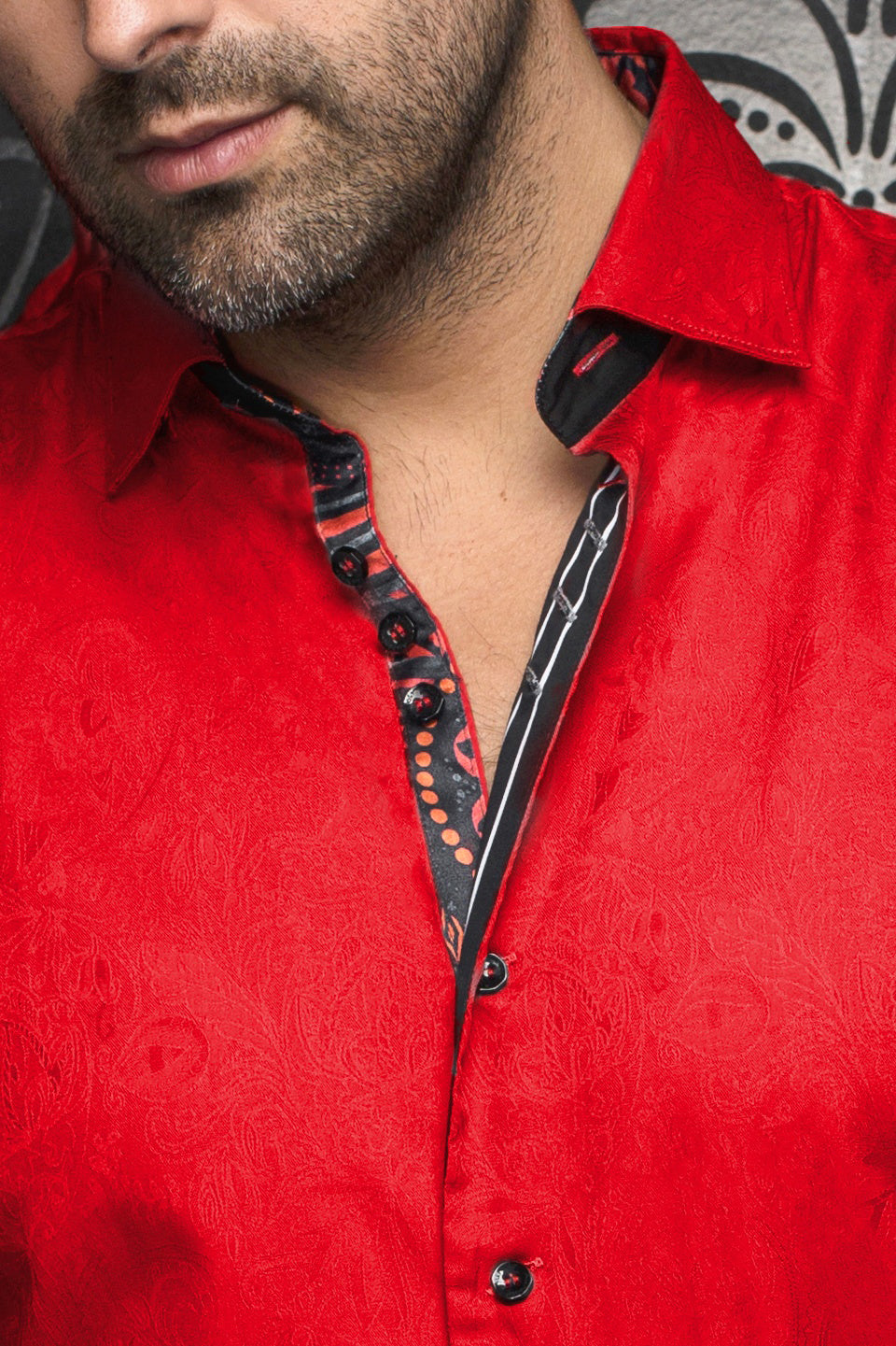 Long sleeve shirt for men by Au Noir | DOMINION Red | Menshirt, complete inventory of the Au Noir brand
