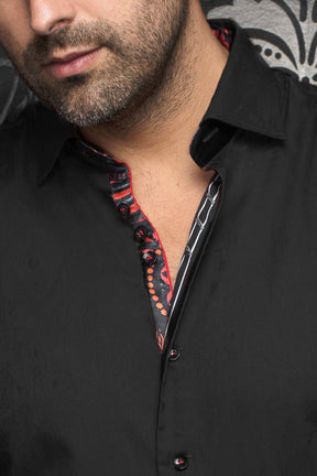 Long sleeve shirt for men by Au Noir | DOMINION Black | Menshirt, complete inventory of the Au Noir brand