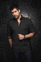 Long sleeve shirt for men by Au Noir | DOMINION Black | Menshirt, complete inventory of the Au Noir brand
