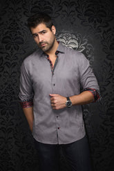Long sleeve shirt for men by Au Noir | DOMINION Anthracite | Menshirt, complete inventory of the Au Noir brand