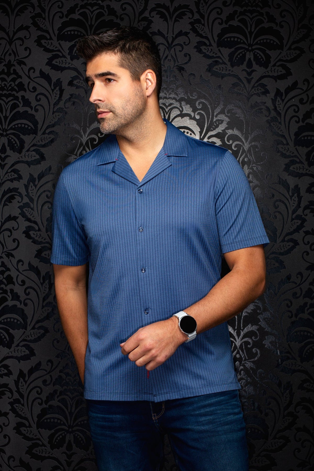 Chemise Performance à col ouvert pour homme par Au Noir | DRYSCAPE T Marine | Machemise.ca, inventaire complet de la marque Au Noir