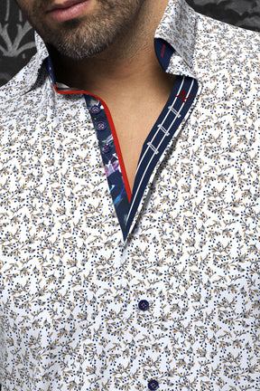 Chemise manches courtes en coton extensible pour homme par Au Noir | DULUTH (SS) Tabac Blanc | Machemise.ca, inventaire complet de la marque Au Noir