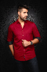 Knit long sleeve shirt for men by Au Noir | DUNN Bordeaux | Menshirt, complete inventory of the Au Noir brand