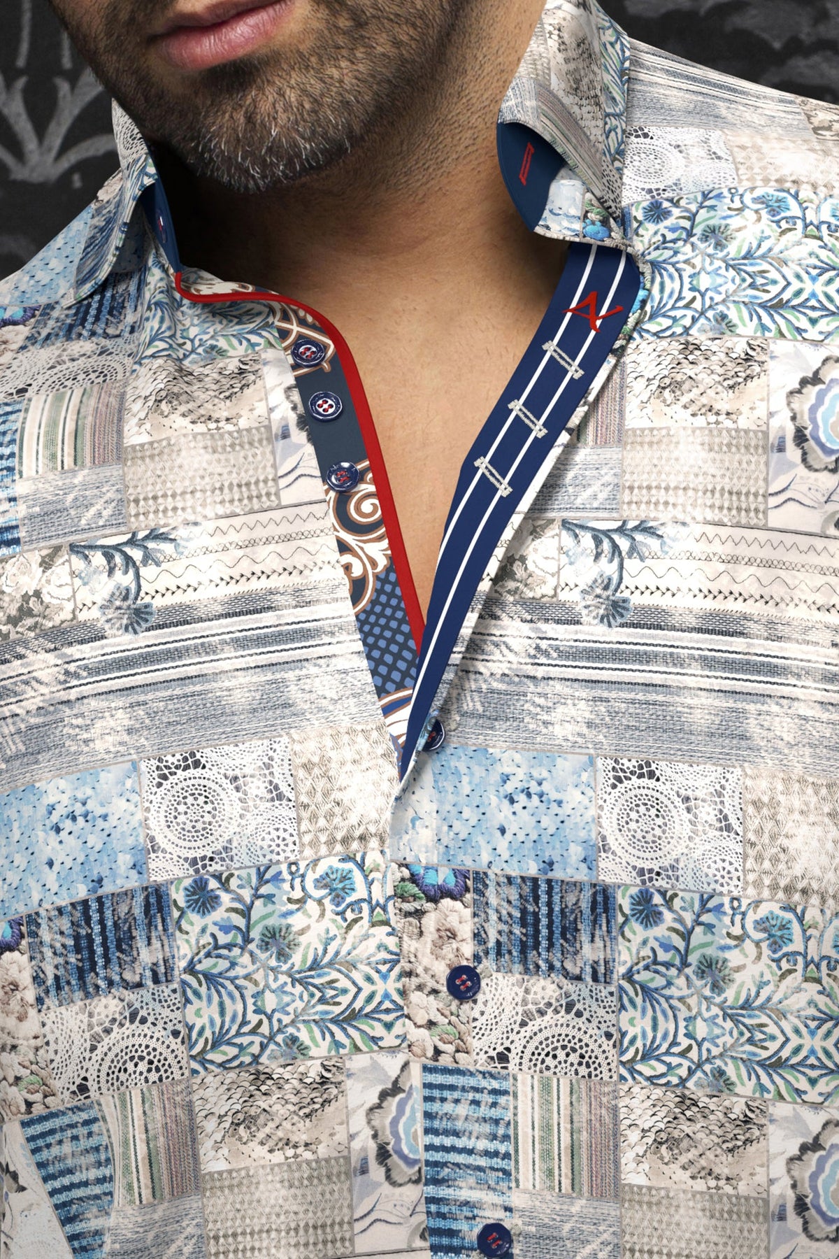 Chemise manches longues pour homme par Au Noir | EASTON Blanc Bleu | Machemise.ca, inventaire complet de la marque Au Noir