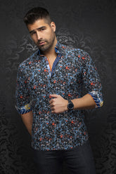 Knit long sleeve shirt for men by Au Noir | ELIADE Blue Orange | Menshirt.com, complete inventory of the Au Noir brand
