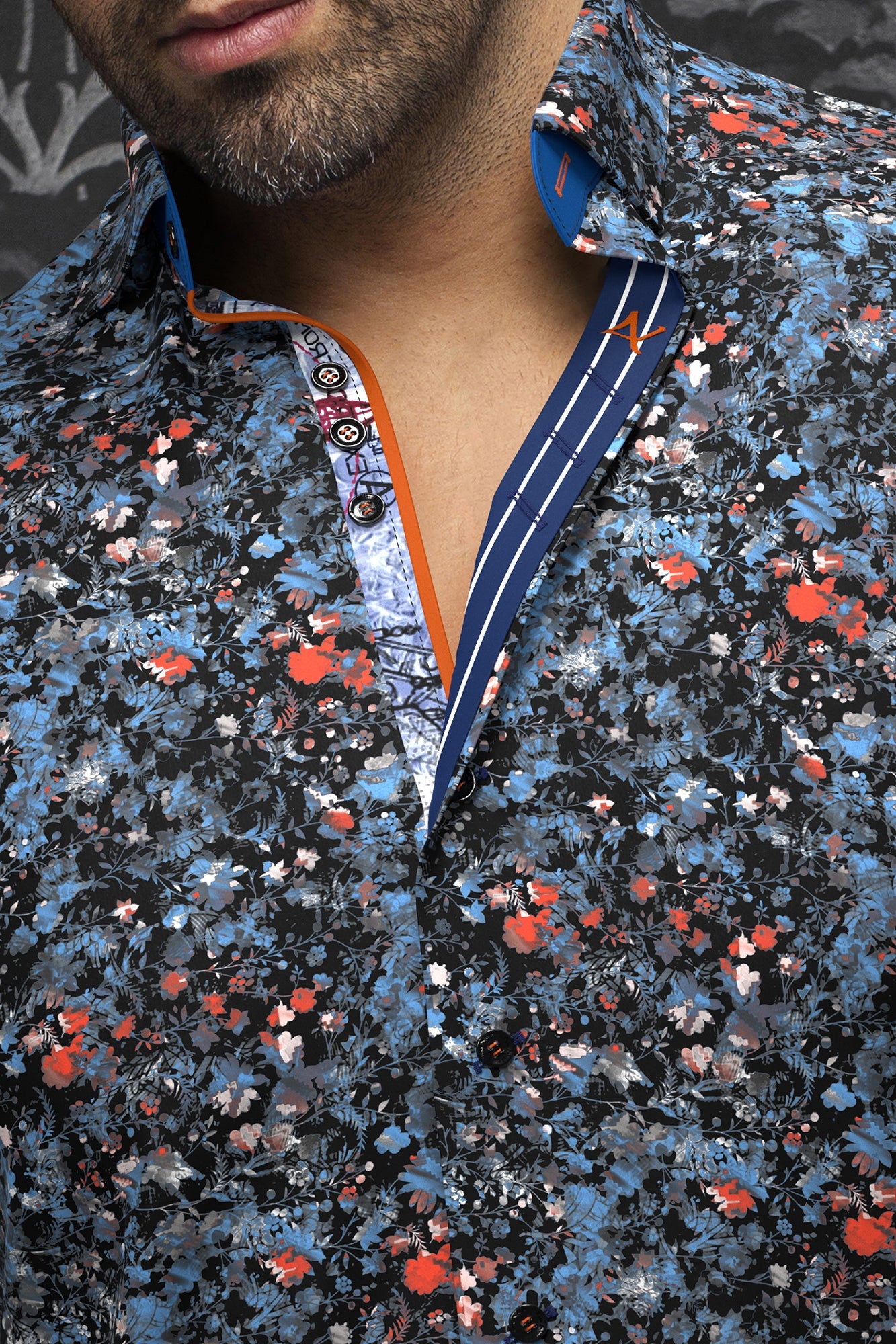 Knit long sleeve shirt for men by Au Noir | ELIADE Blue Orange | Menshirt.com, complete inventory of the Au Noir brand