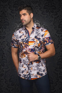 Knit short sleeve shirt for men by Au Noir | ELSTER(SS) Stone | Menshirt, complete inventory of the Au Noir brand