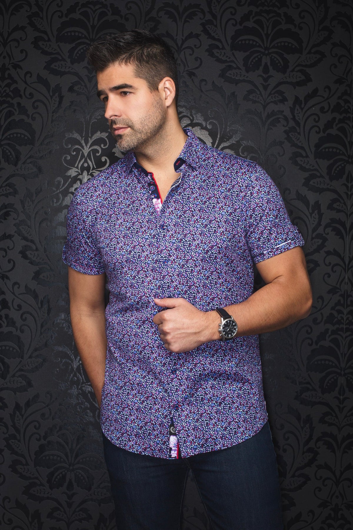 Chemise manches courtes en Knit pour homme par Au Noir | ELTON(SS) Violet | Machemise.ca, inventaire complet de la marque Au Noir