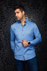 Chemise manches longues en Knit extensible pour homme par Au Noir | ELVARIS Bleu Pâle | Machemise.ca, inventaire complet de la marque Au Noir
