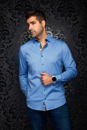 Chemise manches longues en Knit extensible pour homme par Au Noir | ELVARIS Bleu Pâle | Machemise.ca, inventaire complet de la marque Au Noir