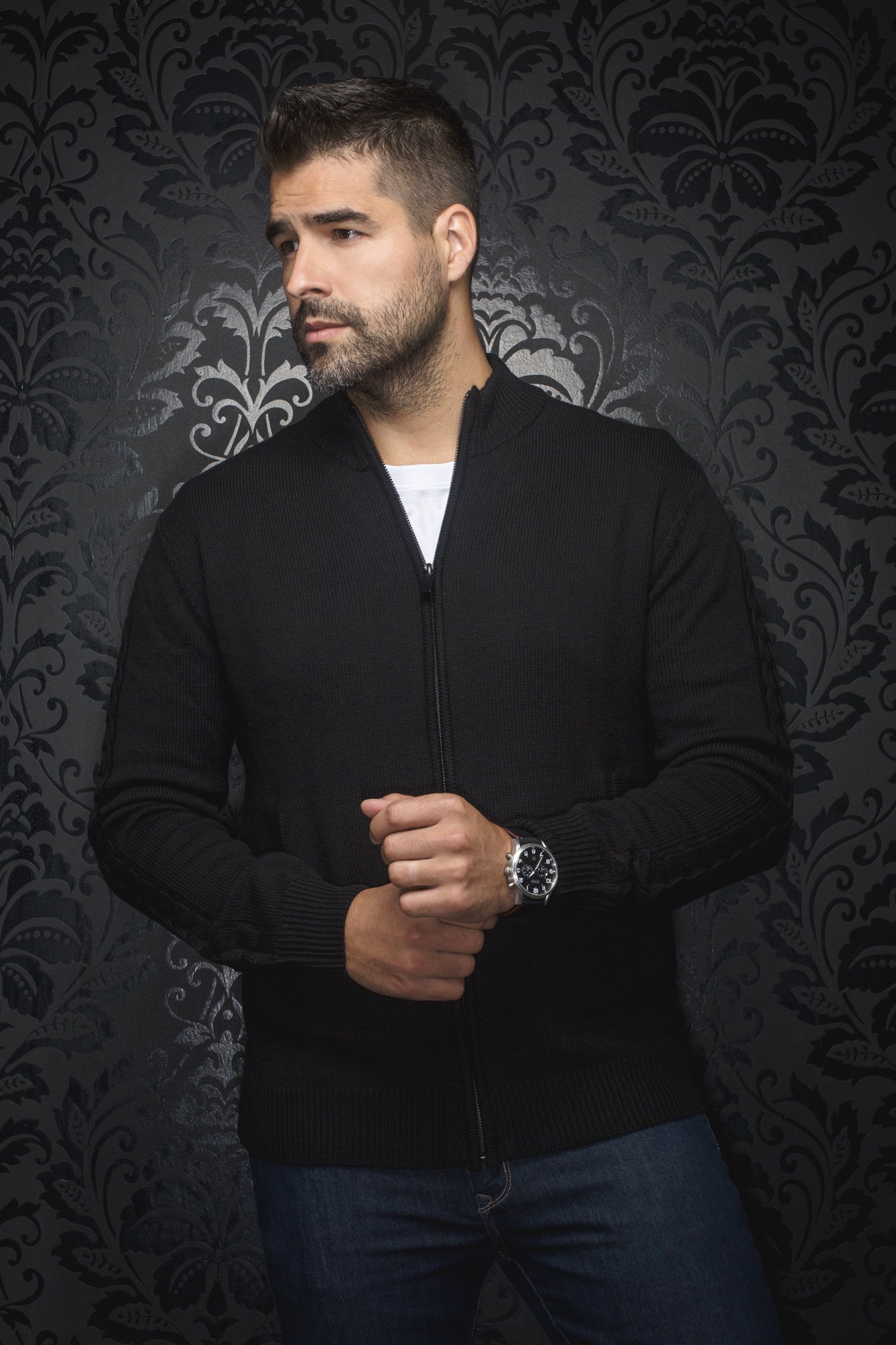 Merino wool Vest for men by Au Noir | ESTEBAN_FZ Black | Menshirt, complete inventory of the Au Noir brand