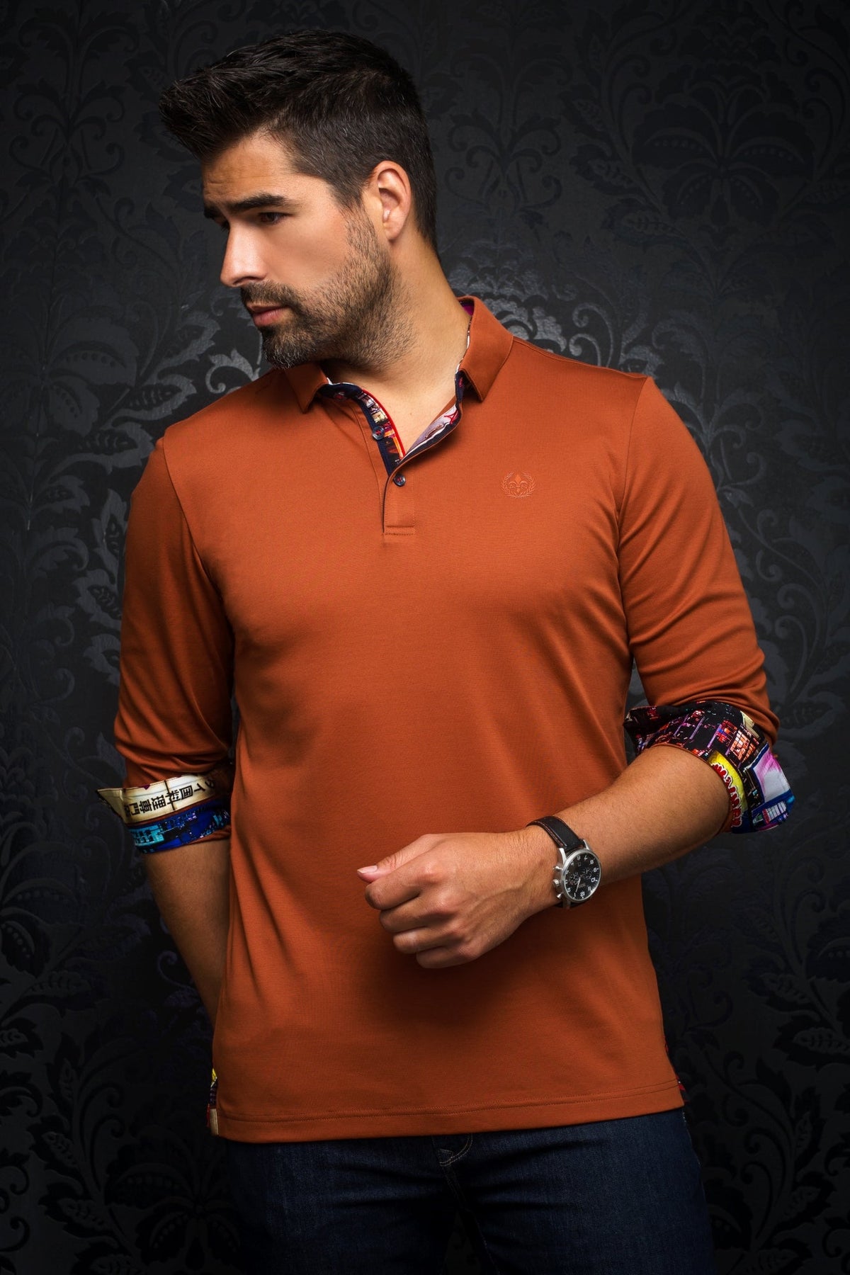 Polo for men by Au Noir | FALCON Rust/Rust | Menshirt.com, complete inventory of the Au Noir brand