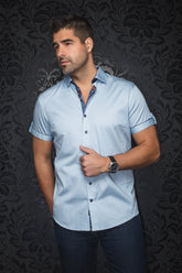 Chemise manches courtes pour homme par Au Noir | FARO(SS) Bleu Clair | Machemise.ca, inventaire complet de la marque Au Noir