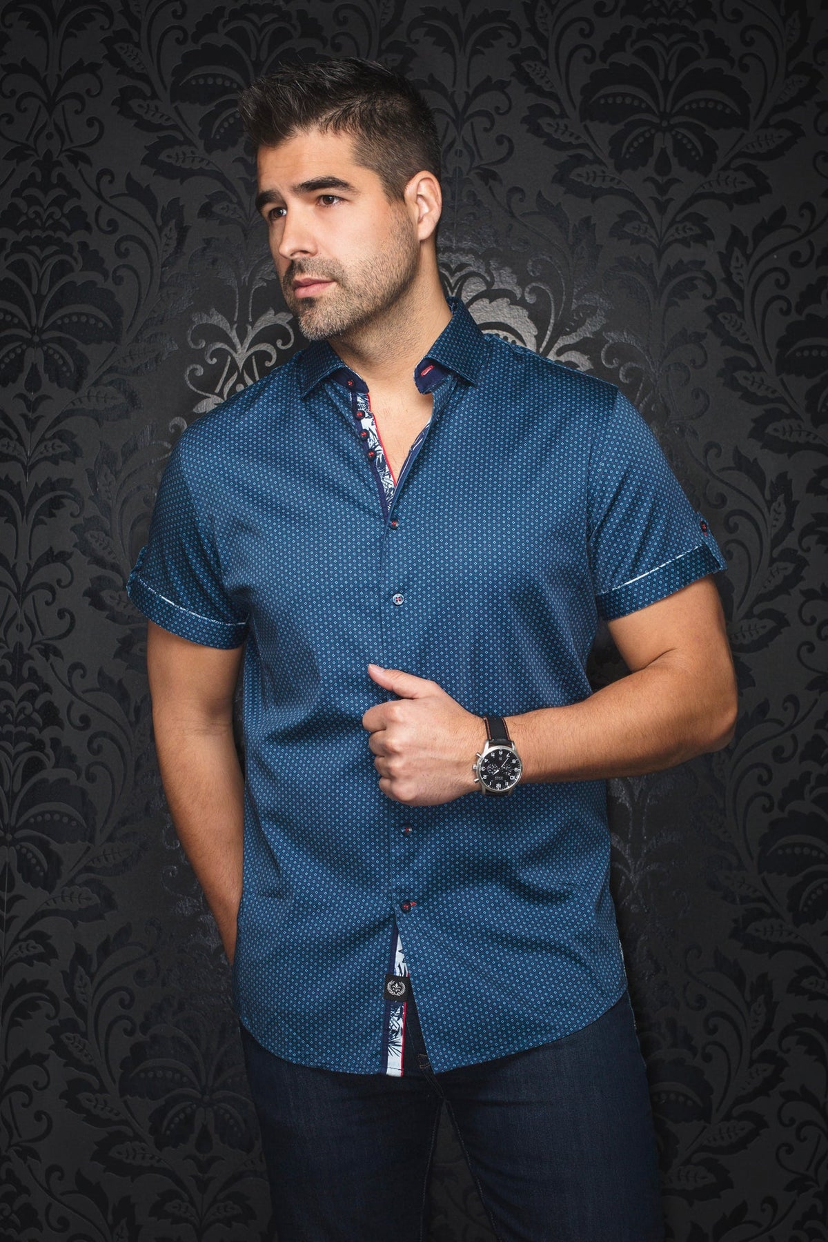 Chemise manches courtes pour homme par Au Noir | FARO(SS) Marine | Machemise.ca, inventaire complet de la marque Au Noir