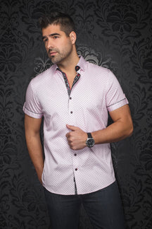 Short sleeve shirt for men by Au Noir | FARO(SS) Pink | Menshirt, complete inventory of the Au Noir brand