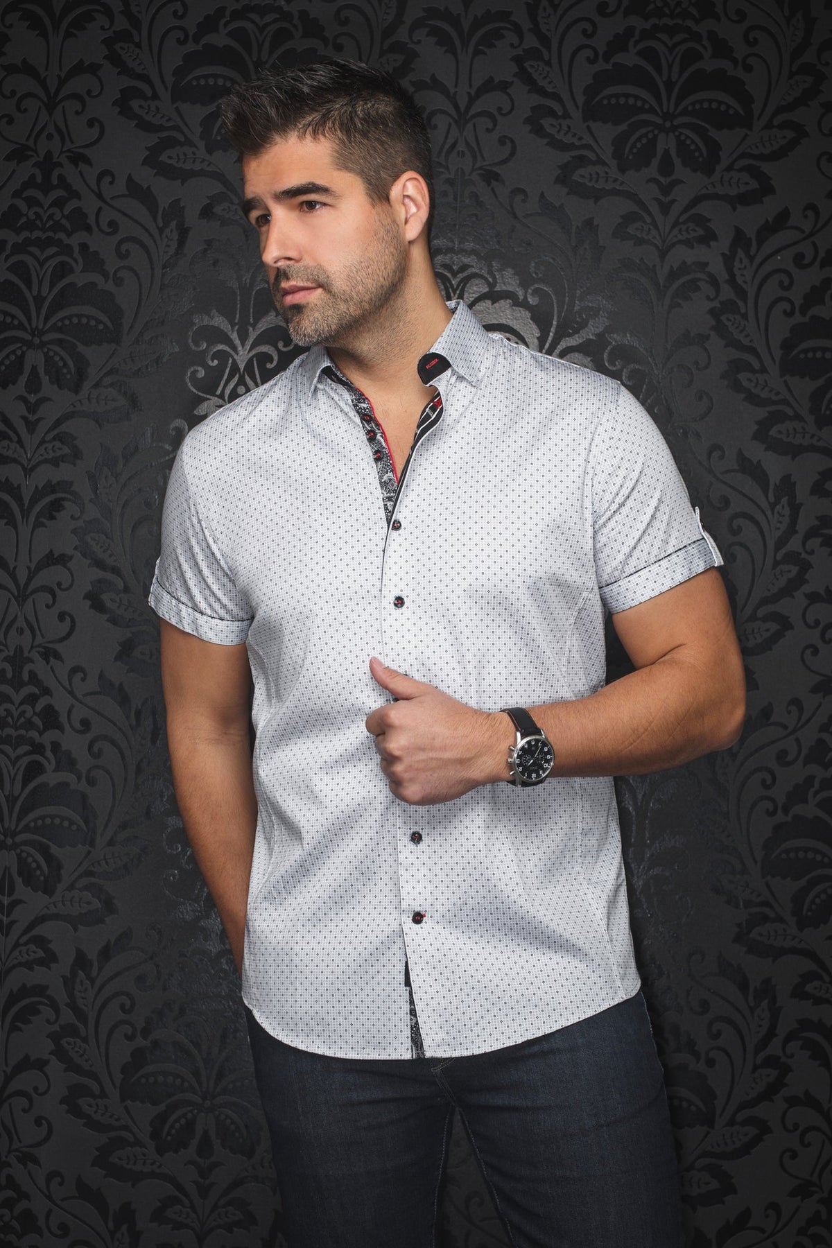 Chemise manches courtes pour homme par Au Noir | FARO(SS) Blanc Noir | Machemise.ca, inventaire complet de la marque Au Noir