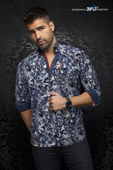 Knit long sleeve shirt for men by Au Noir | FERRARA Navy | Menshirt, complete inventory of the Au Noir brand