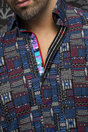 Knit short sleeve shirt for men by Au Noir | FINLAY(SS) Noir Multi | Menshirt, complete inventory of the Au Noir brand