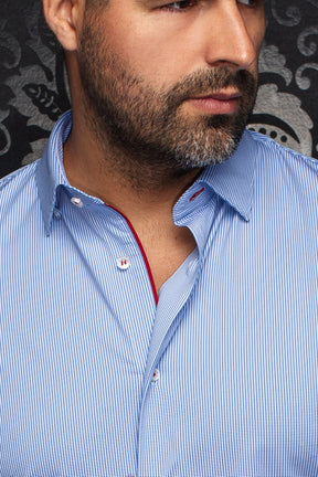 Chemise en nylon pour homme par Au Noir | GALVIN(SS) Bleu Clair | Machemise.ca, inventaire complet de la marque Au Noir