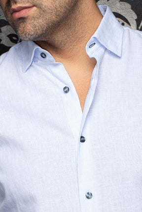 Chemise manches longues en lin pour homme par Au Noir | GERE Bleu | Machemise.ca, inventaire complet de la marque Au Noir