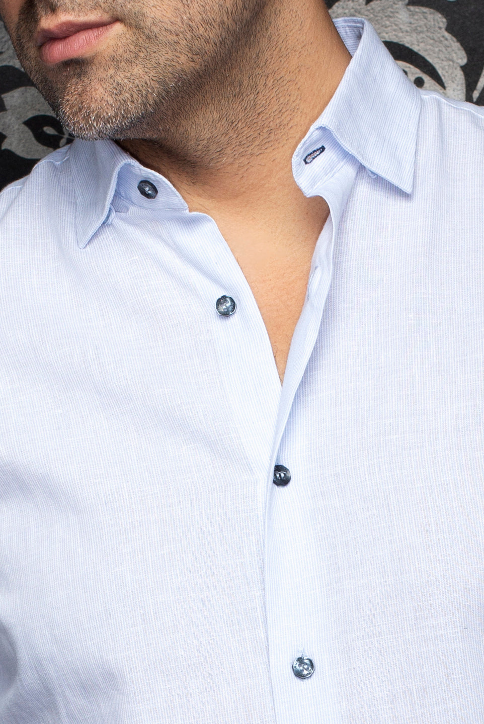 Chemise manches longues en lin pour homme par Au Noir | GERE Bleu | Machemise.ca, inventaire complet de la marque Au Noir